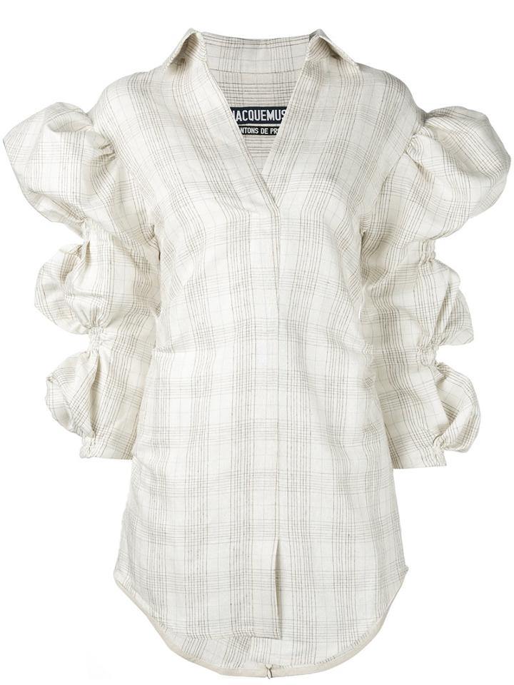 Jacquemus - Puff Sleeve Shirt - Women - Silk/cotton/linen/flax - 36, Nude/neutrals, Silk/cotton/linen/flax
