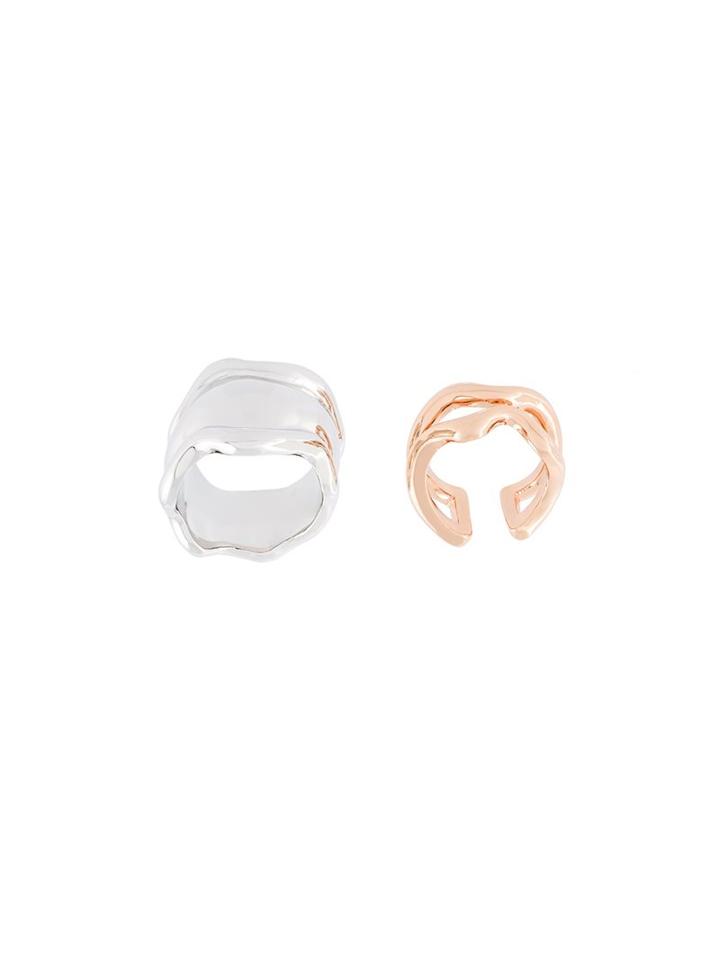 Eshvi Set Of Two Wavy Motif Rings