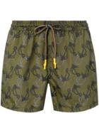 Entre Amis Anchor Print Swim Shorts - Green