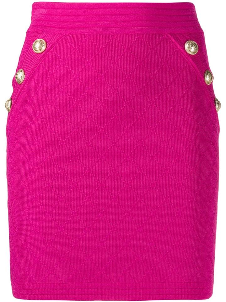 Balmain Diamond Quilted Mini Skirt - Pink