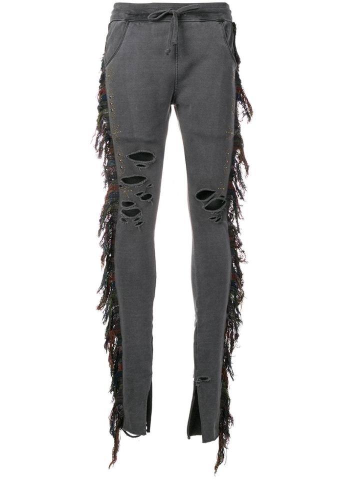 Alchemist Ripped Fringed Track Pants - Black