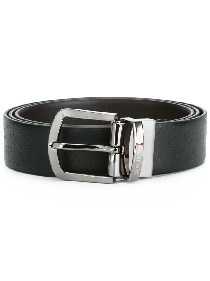 Emporio Armani Logo Emblazoned Belt - Black