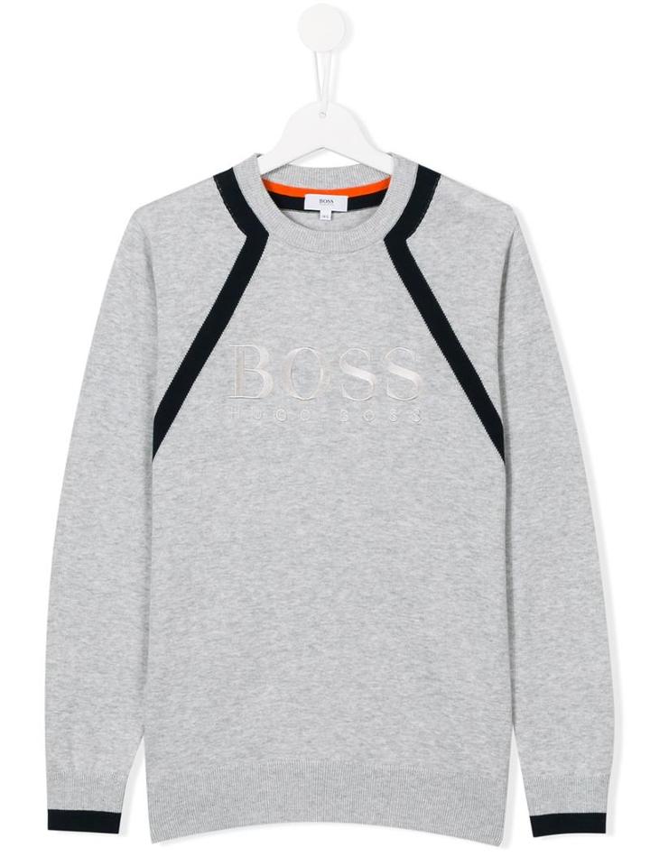 Boss Kids Embroidered Logo Jumper, Boy's, Size: 16 Yrs, Grey