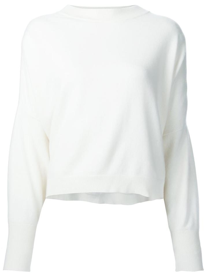Dusan Cropped Sleeves Jumper, Women's, Size: Small, White, Cashmere