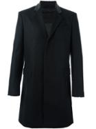 Les Hommes Long Studded Collar Coat, Men's, Size: 46, Black, Leather/polyamide/viscose/virgin Wool