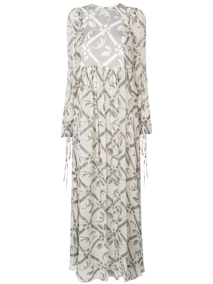 Chloé Floral Print Flared Maxi Dress - Grey