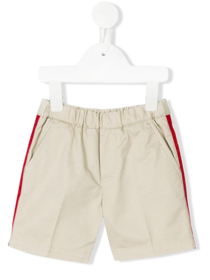 Moncler Kids - Stripe Piped Shorts - Kids - Cotton/spandex/elastane - 6-9 Mth, Nude/neutrals