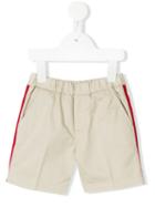 Moncler Kids - Stripe Piped Shorts - Kids - Cotton/spandex/elastane - 6-9 Mth, Nude/neutrals
