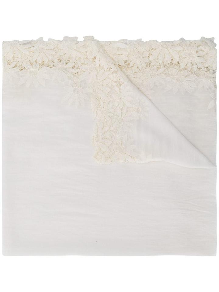 Faliero Sarti Lace-trimmed Scarf - White