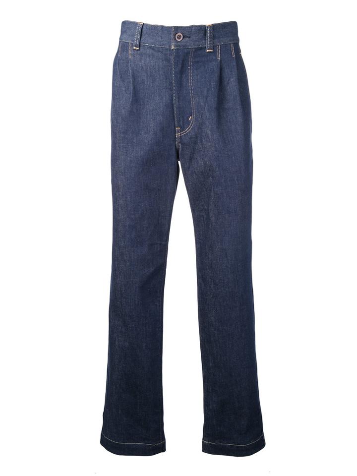 Junya Watanabe Comme Des Garçons Man Drop-crotch Cropped Jeans, Men's, Size: Medium, Blue, Cotton/polyurethane