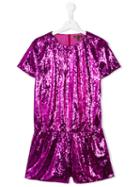 Roberto Cavalli Kids - Teen Sequin Embellished Playsuit - Kids - Polyester/acetate/cupro - 14 Yrs, Pink/purple