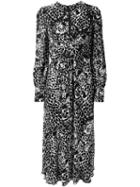 Saint Laurent Tiger Print Long Dress, Women's, Size: 38, Black, Silk/viscose