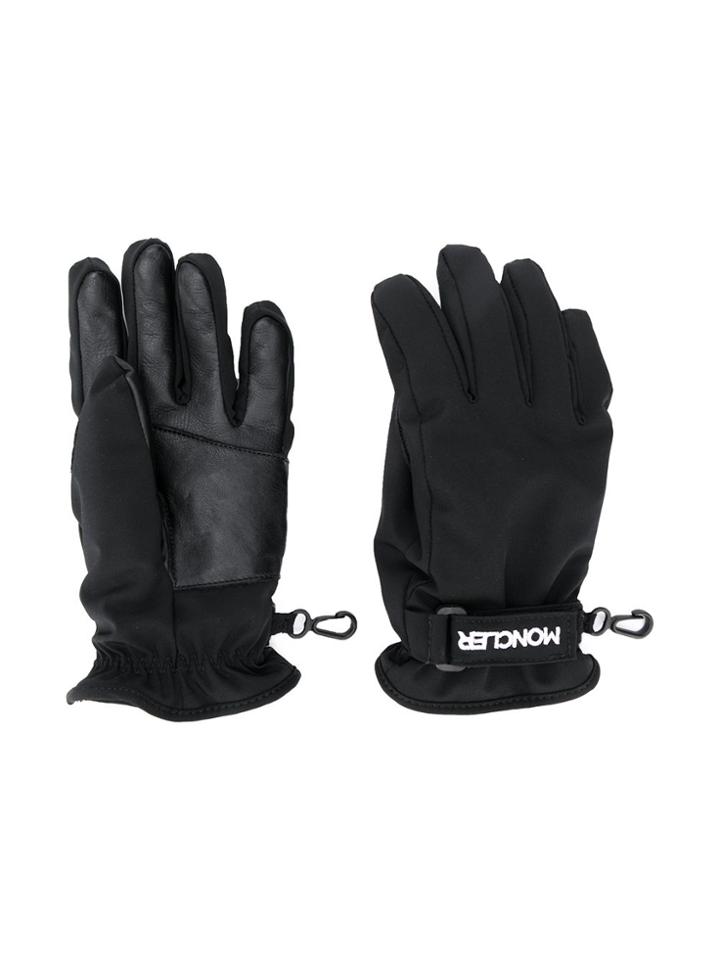 Moncler Kids Teen Leather Panelled Gloves - Black