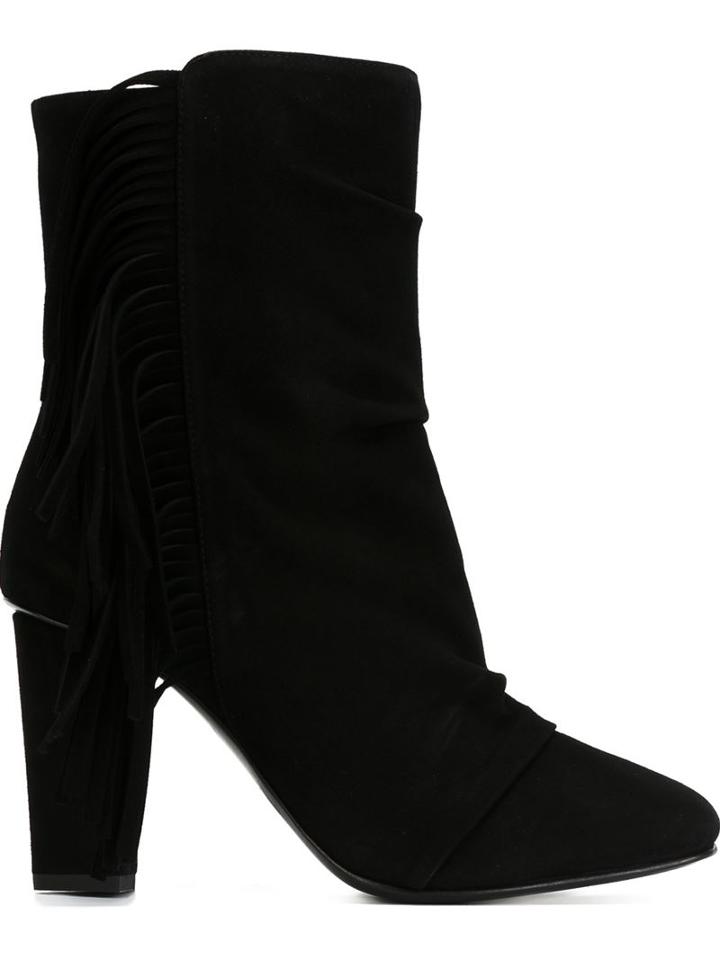 Giuseppe Zanotti Design Fringed Boots, Women's, Size: 40, Black, Suede/leather/rubber