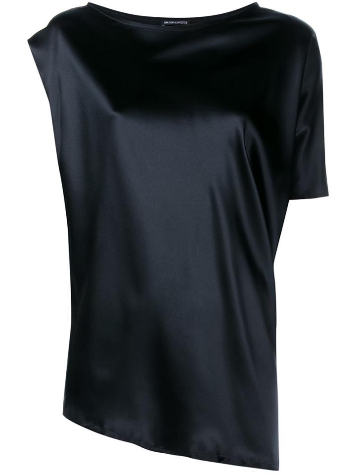 Ann Demeulemeester Asymmetric Blouse, Women's, Size: 44, Black, Silk/spandex/elastane