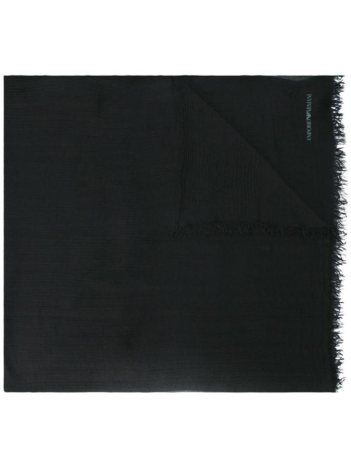 Emporio Armani Frayed Trim Scarf, Women's, Black, Modal