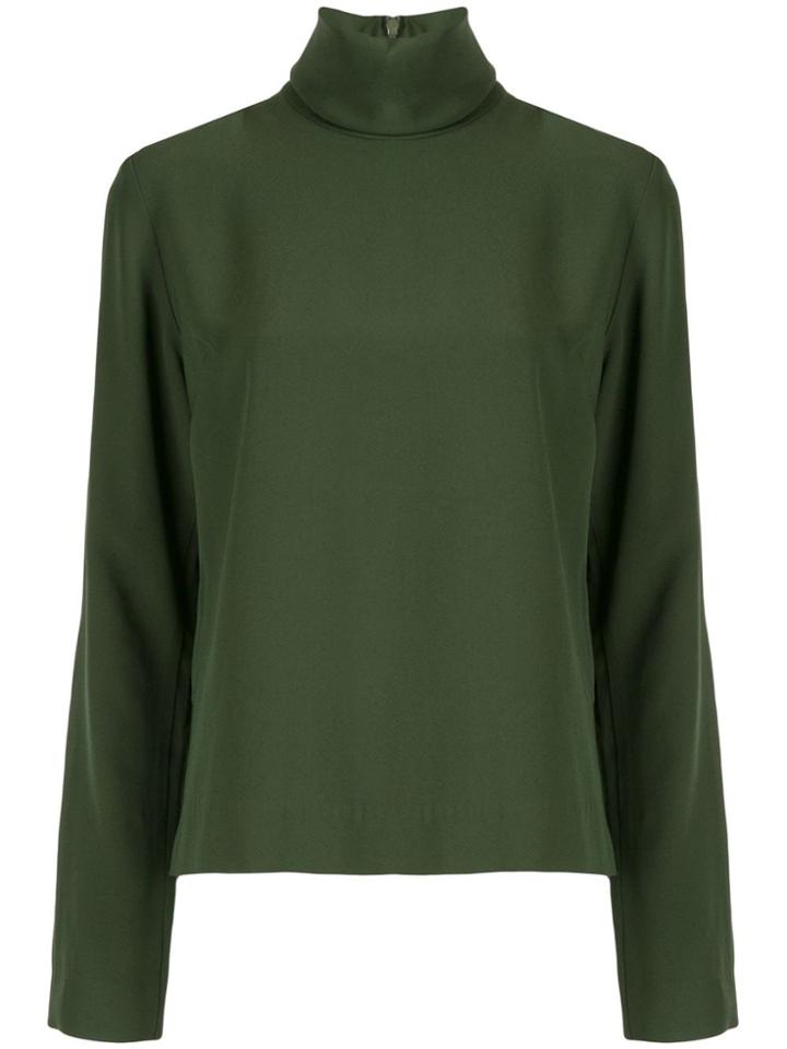Bouguessa Crepe Turtleneck Top - Green