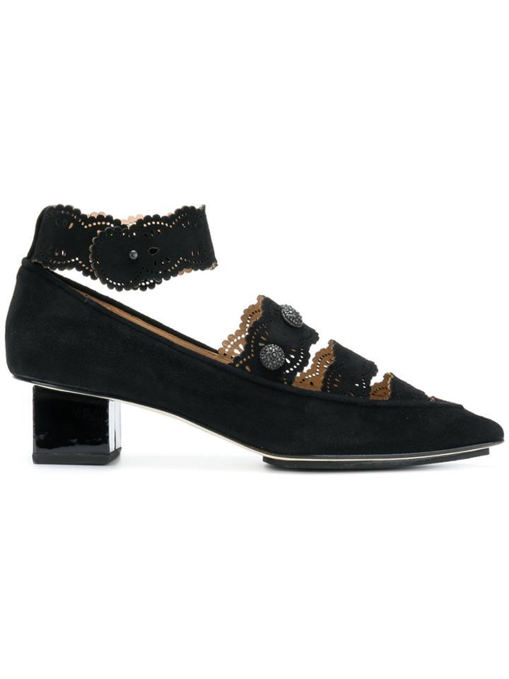 Rue St Crochet Strap Pumps - Black
