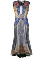 Mary Katrantzou Sequin Curtain Pattern Silk Dress - Blue