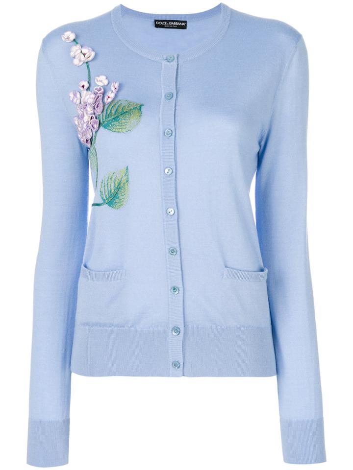 Dolce & Gabbana Floral Embroidered Cardigan - Blue