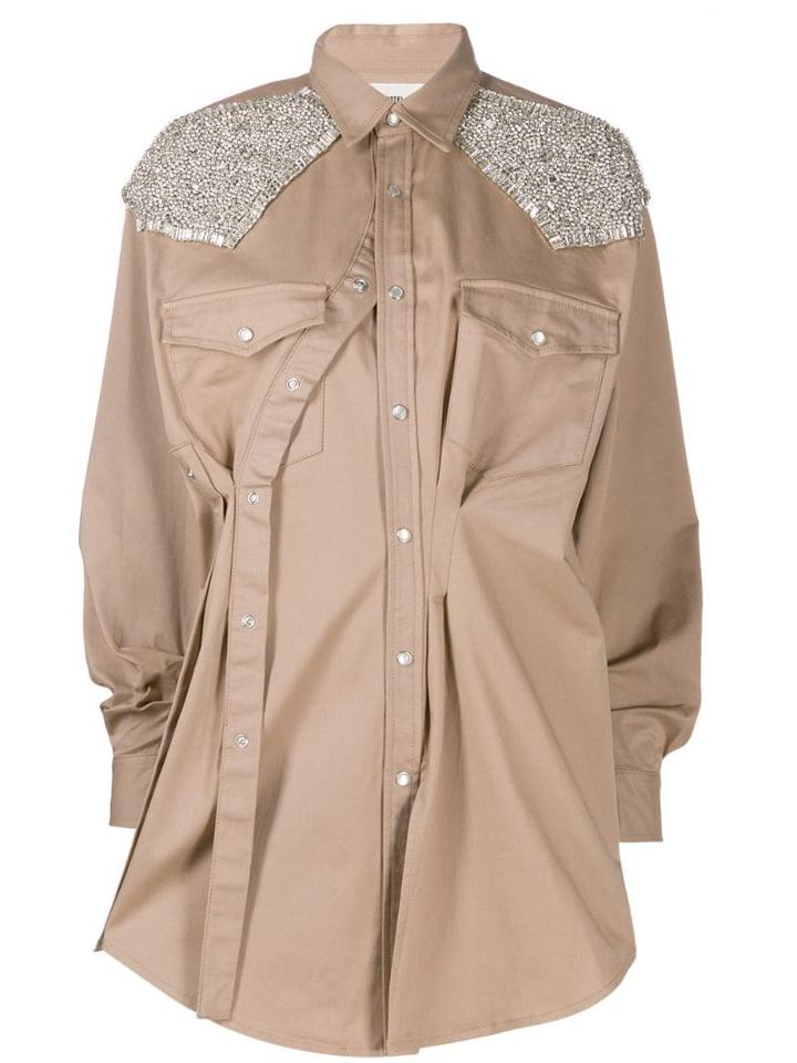 Circus Hotel Embellished Shirt Dress - Neutrals