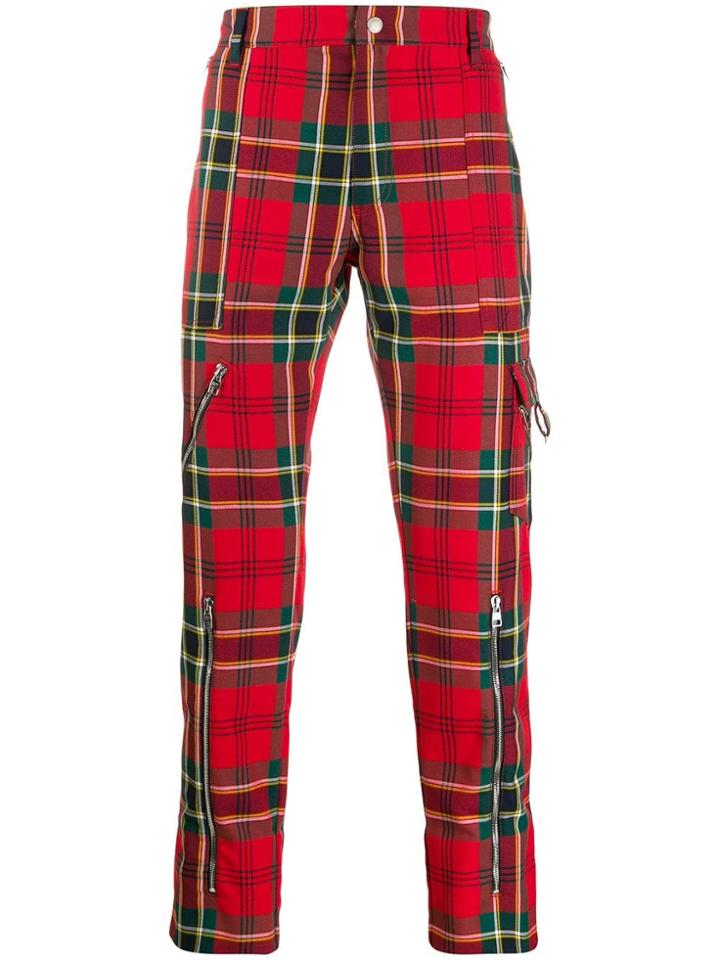 Alexander Mcqueen Plaid Straight-leg Trousers - Red