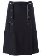 Cédric Charlier Button Front Skirt, Women's, Size: 40, Blue, Nylon/virgin Wool