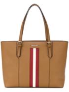 Bally - Striped Trim Tote Bag - Women - Leather - One Size, Brown, Leather