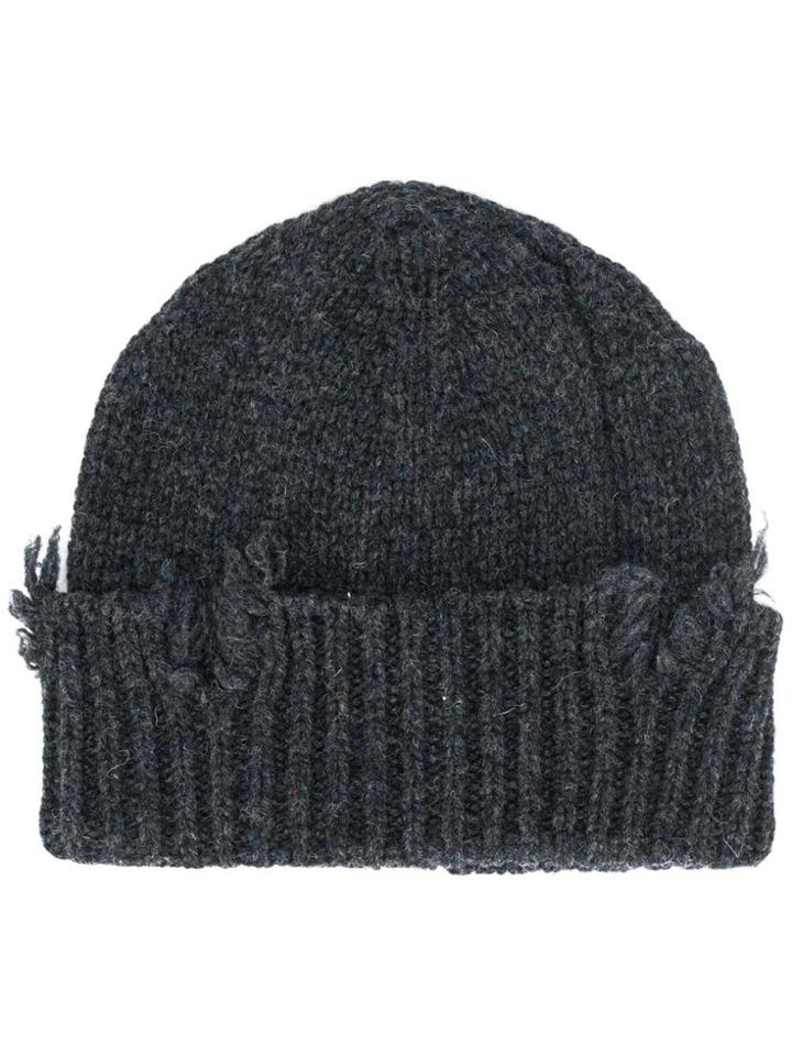 Maison Margiela Distressed Knit Beanie - Grey