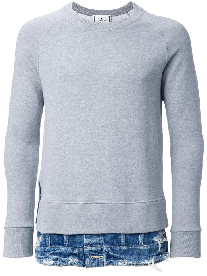 Miharayasuhiro Layered Detail Sweatshirt, Men's, Size: 46, Grey, Cotton