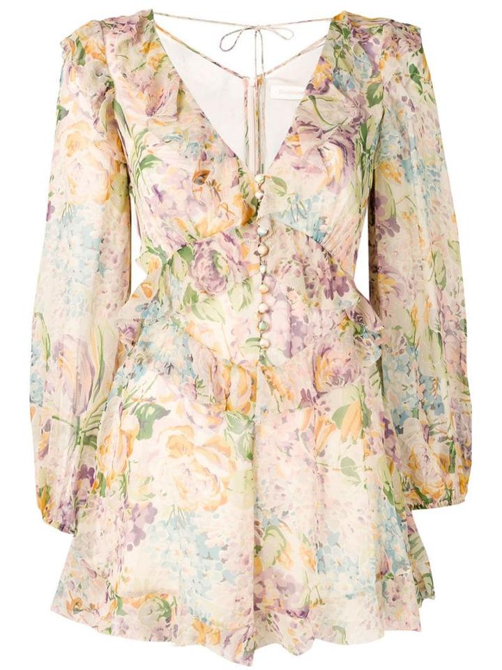 Zimmermann Tulip Print Playsuit - Neutrals