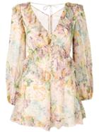 Zimmermann Tulip Print Playsuit - Neutrals