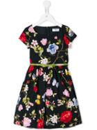 Monnalisa Floral Print Dress, Girl's, Size: 6 Yrs, Black
