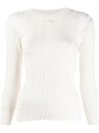 Courrèges Ribbed Knit Fitted Sweater - Neutrals