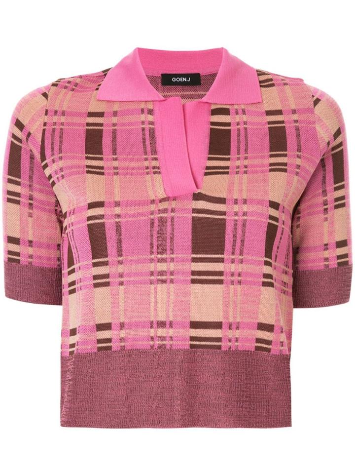 Goen.j Daria Check-printed Knit Top - Multicolour