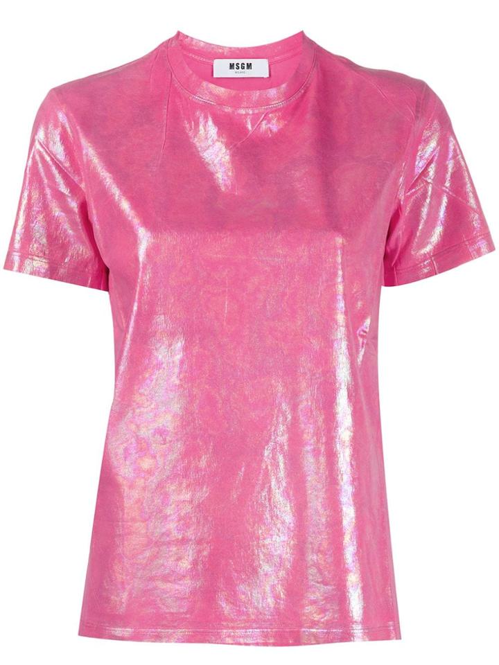 Msgm Holographic Effect T-shirt - Pink