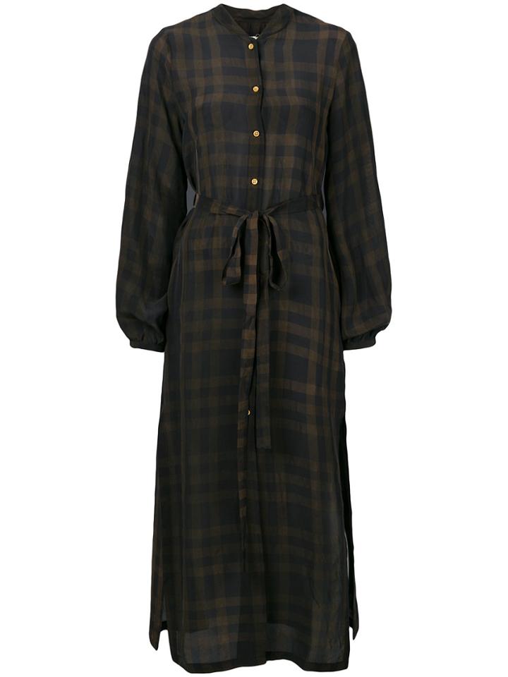 Uma Wang Long Check Pattern Dress - Brown
