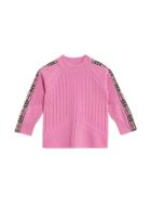Burberry Kids Check Detail Wool Cashmere Sweater - Pink