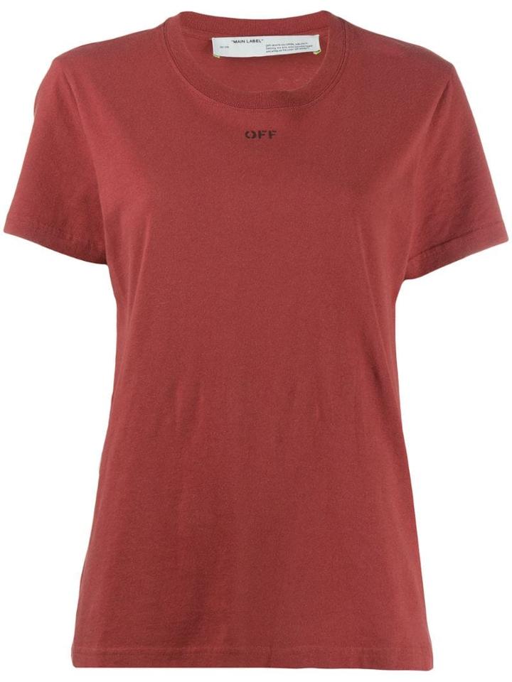 Off-white Floral Logo Print T-shirt - Red