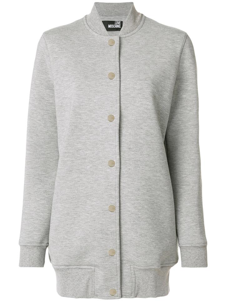 Love Moschino Longline Bomber Jacket - Grey