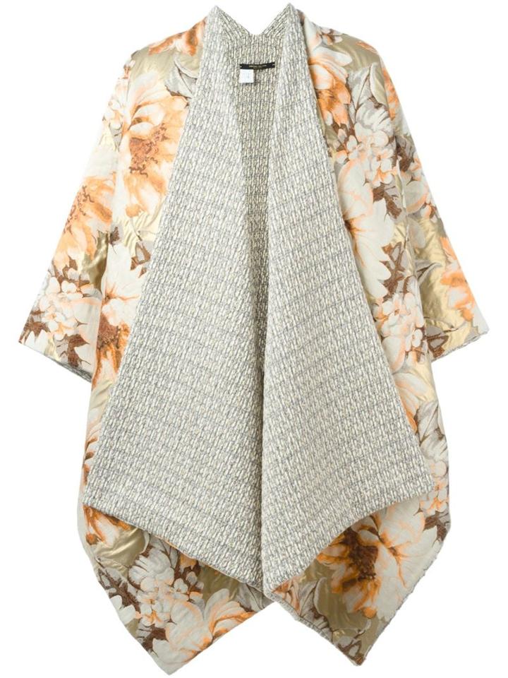 Ermanno Gallamini Flower Pattern Cape, Women's, Nude/neutrals, Lurex/acetate/viscose/wool