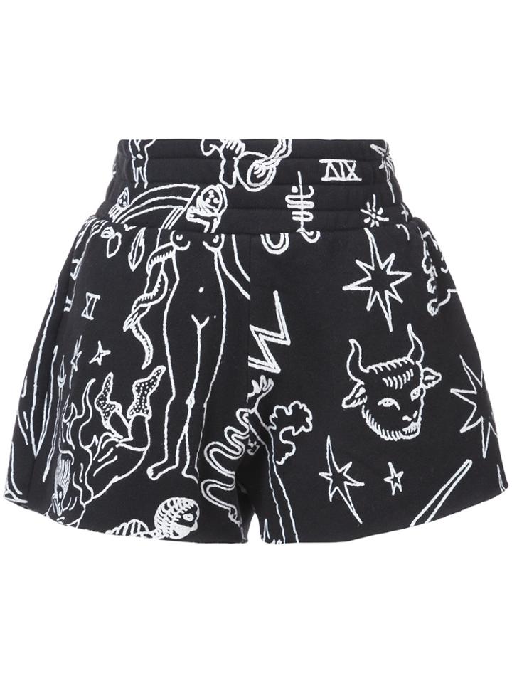 The Elder Statesman Printed Shorts - Black