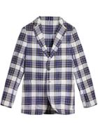 Burberry Soho Fit Check Ramie Cotton Tailored Jacket - Blue