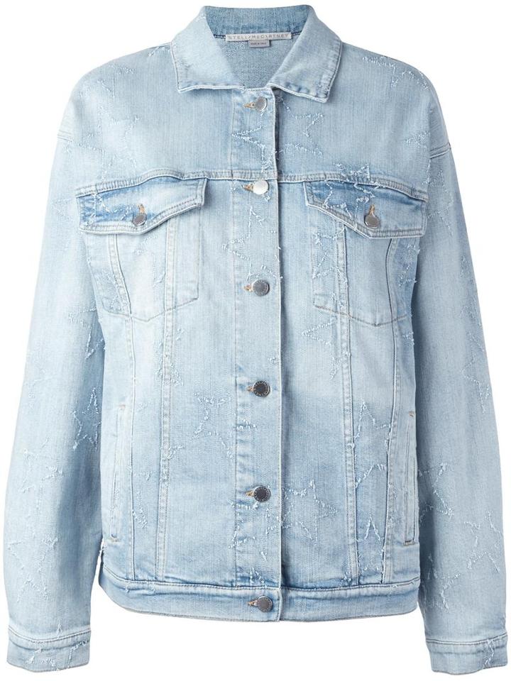 Stella Mccartney Embroidered Star Denim Jacket, Women's, Size: 36, Cotton/spandex/elastane