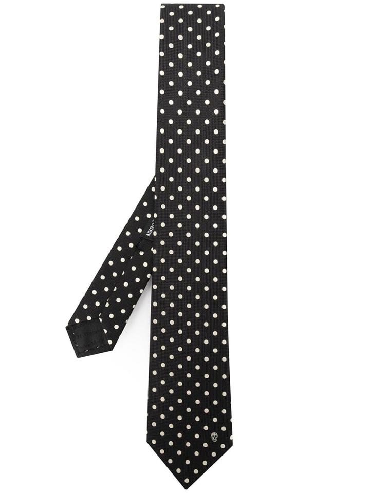 Alexander Mcqueen Polka Dot Print Tie - Black