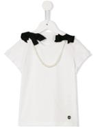 Lanvin Petite Pearl Bow Necklace T-shirt, Girl's, Size: 10 Yrs, White