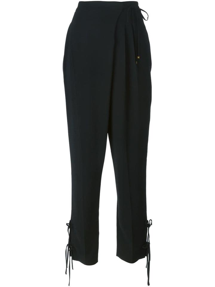 Roberto Cavalli Drop Crotch Wrap Trousers - Black