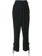 Roberto Cavalli Drop Crotch Wrap Trousers - Black