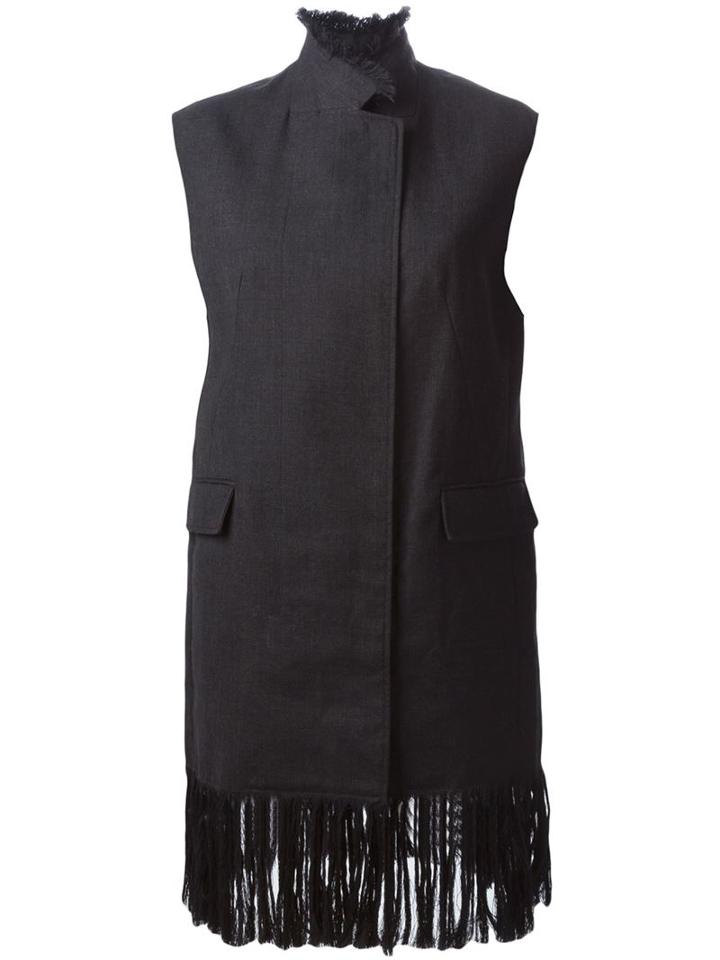3.1 Phillip Lim Fringed Long Gilet, Women's, Size: Xs, Grey, Wool/viscose