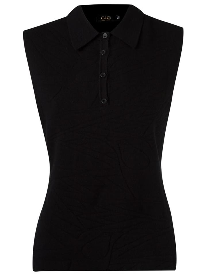 Gig Sleeveless Polo Shirt, Women's, Size: G, Black, Lurex/polyamide/viscose